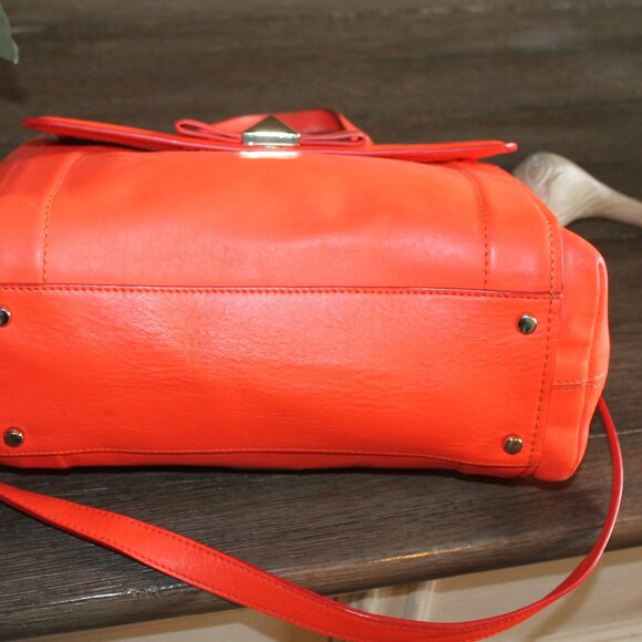 Kate Spade Janis Bow Terrace Maraschino Leather coral medium handbag - Picture 6 of 8